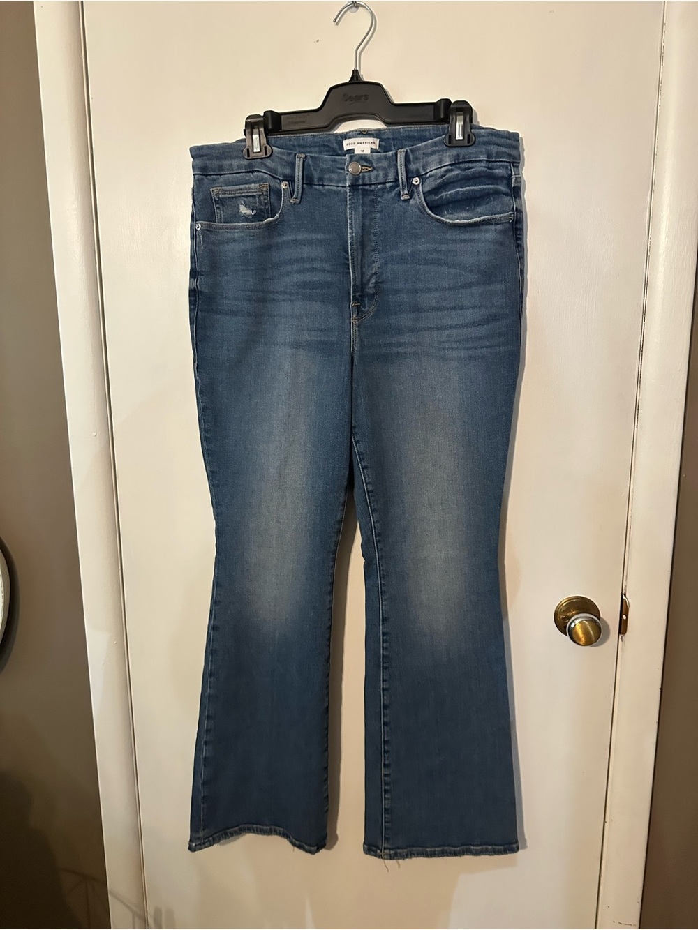 Good American Bootcut Jeans high rise indigo blue GPB014T 16 plus size